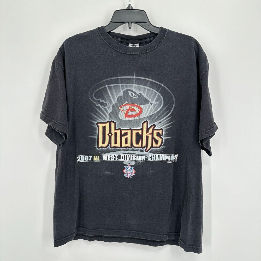 Vtg Arizona Diamondbacks 2007 NL West Division Champions Tshirt Mens L Black Y2K